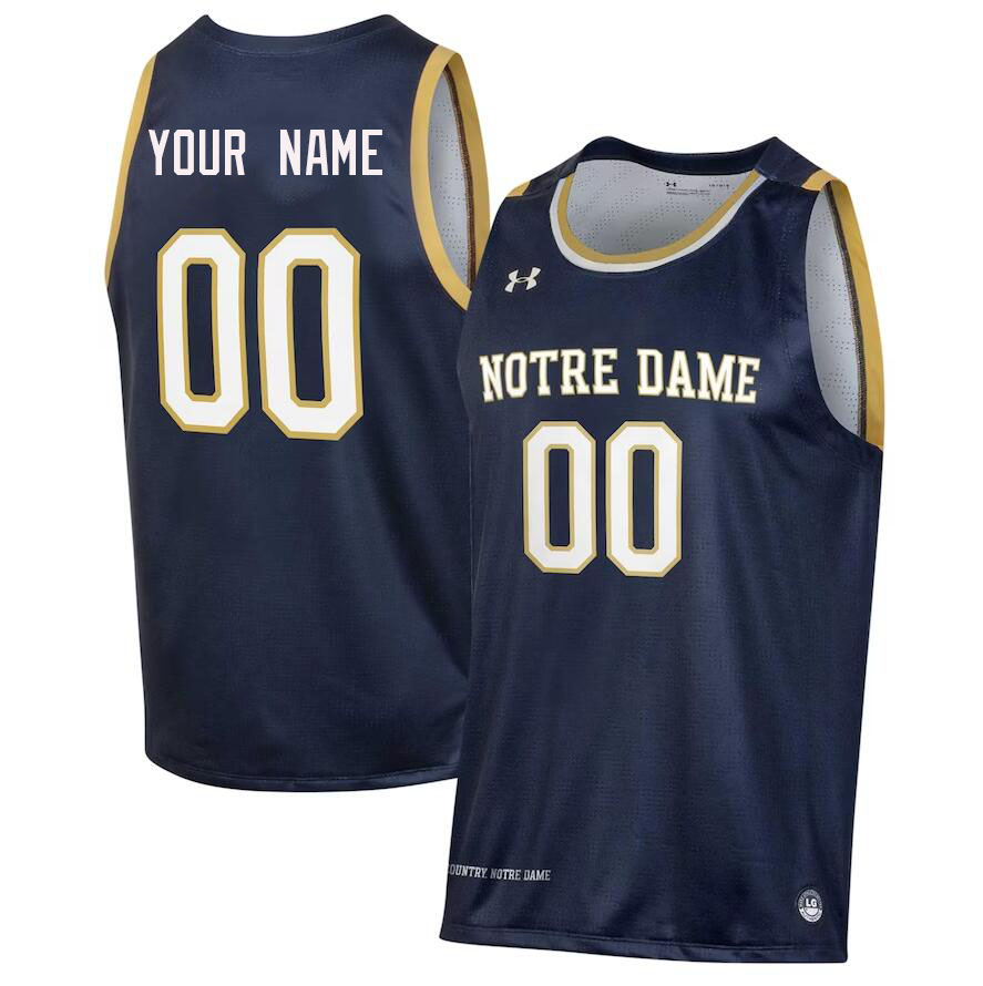 Custom Notre Dame Fighting Irish Name And Number College Basketball Jerseys Stitched-Navy - Click Image to Close